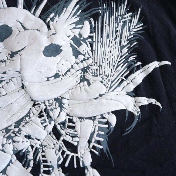 Vintage Tapout Y2K Black White Skull Puff Print Skull Grunge Short Sleeve Shirt - Picture 11 of 11